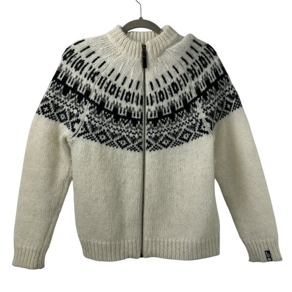 Icewear Iceland XS zip up Cardigan Sweater Icelandic Wool White Comfort Warm - Picture 11 of 16